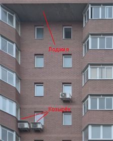 Кондиционер с козырькём установлен под лоджией